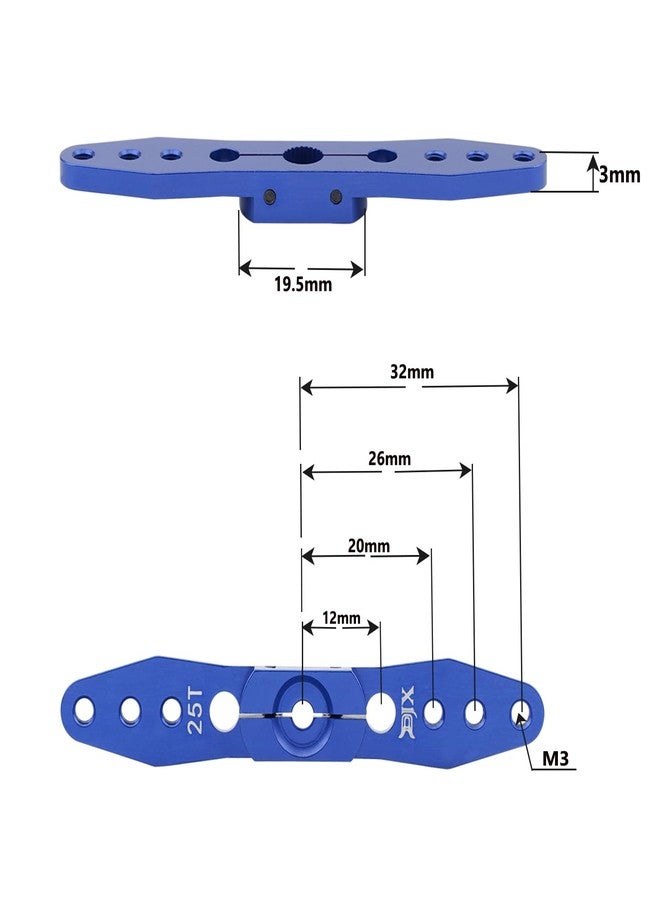 DJX 2Pack 25T Double Servo Horn Steering Arm 70mm Long for Airplane Futaba Savox Power Motor 1/8 1/10 RC Car Boat Airplane (Blue) - Image 2